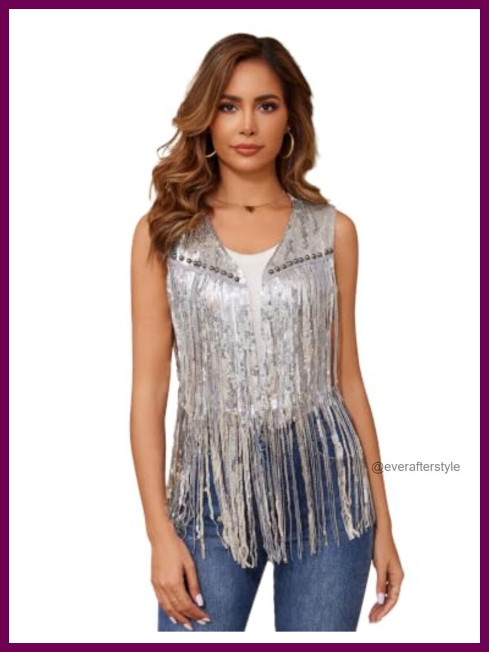 Sequin Sleeveless Tassel Vest Western Fringe Cowgirl Party Vest